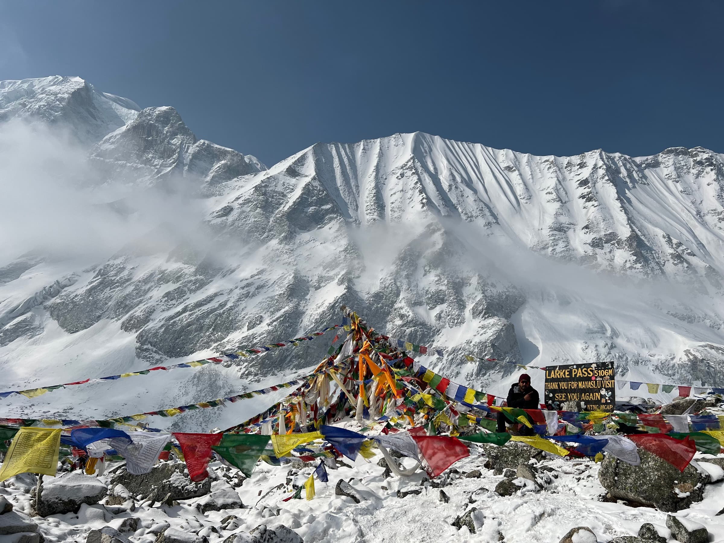 Larkya La Pass prayer flags